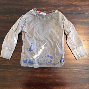 Mish Boys Kids Gray and Blue Splatter Long Sleeve Shirt Size 2
